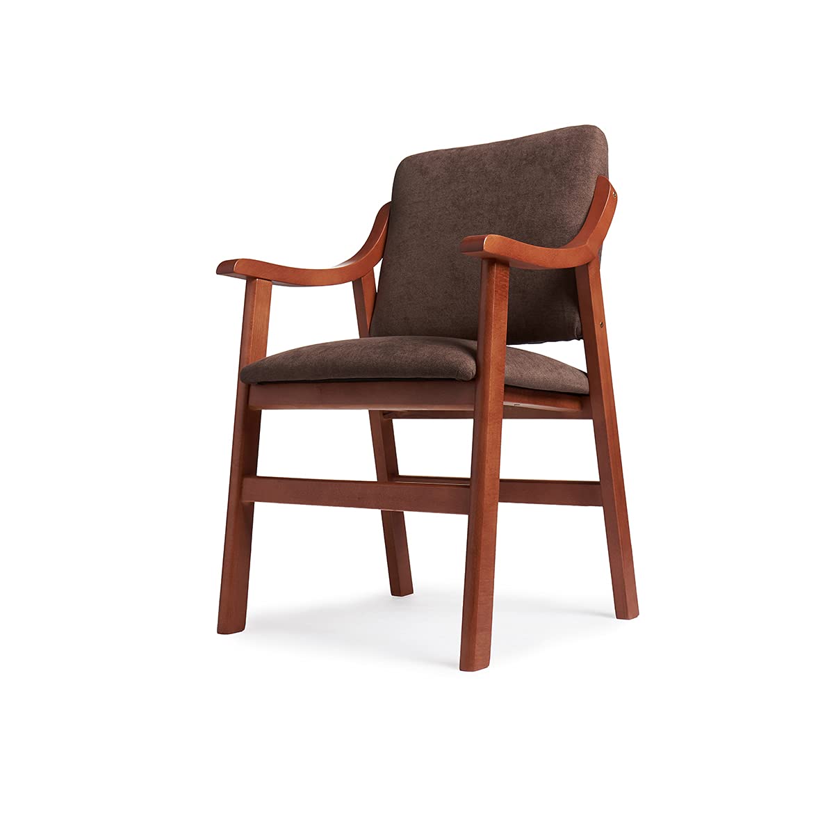Abuelo A Gusto- Silla Comedor con Brazos de Madera en Cerezo. Tela Antimanchas (Medidas: 86x54x54 cm). Especial Personas Mayores, Espalda Recta. (Marrón)