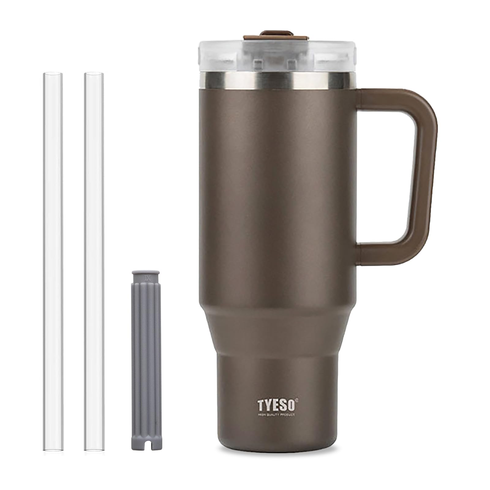 Tasse à café de voyage avec poignée, gobelet de 1200 ml avec couvercle verrouillable, bouteille d'eau isotherme en acier inoxydable avec paille, gobelet de voyage étanche et portable pour boissons