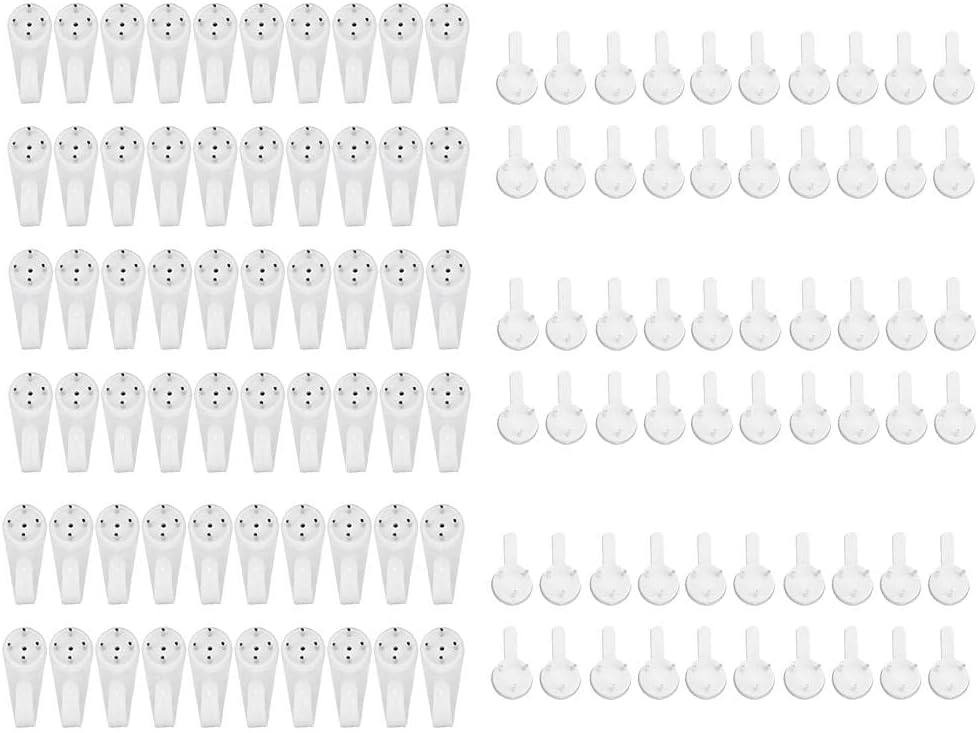 ILSMYSUTRA® 60 Pieces Poly Invisible Traceless Wall Mounted Photo Picture Frame Mirrors Hanging Nail Hook Hanger Heavy Duty for Concrete & Brick 30mm |Crafts | Home Arts & Crafts | Framing & Matting