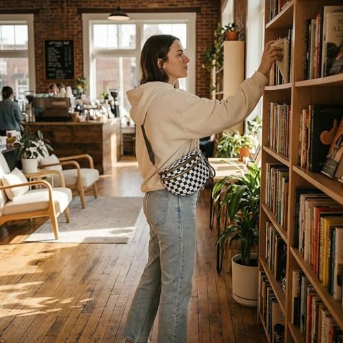 Image of Womens Crossbody Bag, Spacious Nylon Bum Bag Trendy Shoulder Purse with Adjustable Strap Zipped Travel Essentials