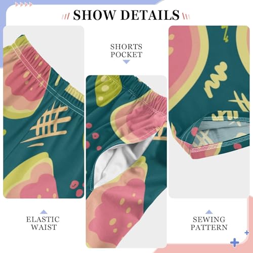 Guava Pattern Boys Pants Boys Athletic Pants Long Pant for Boywith Pockets Wide-Leg Size 6-14Y4