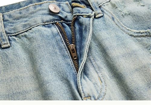 Men Summer Loose Straight Harem Pants Hollow Out Baggy Pant Cowboy Classic Version Ripped Jeans2