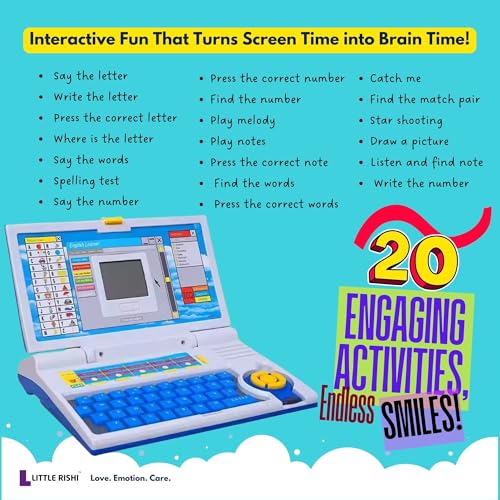 Image of Kids Learning Laptop + 8.5 inch Tablet | 20 Engaging Educational Activities | Teaches ABCs, Words, Numbers, Music, Logic & Memory | Early Learning Toy for Ages 2-5