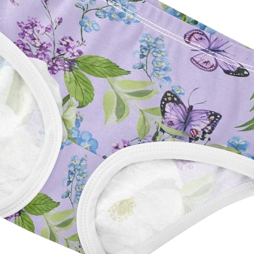 Girls Underwear Toddlers 2t Cotton Panties Little Girl Cartoon Kids Briefs Undies Watercolor White Purple Flowers4