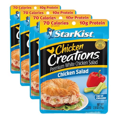 Image of StarKist Chicken Creations Chicken Salad Pouch (2.6 oz) Fully Cooked High Protein White Meat, Gluten Free, Soy Free, No Draining, Ready to Eat for Salad and Sandwiches (Pack of 4)