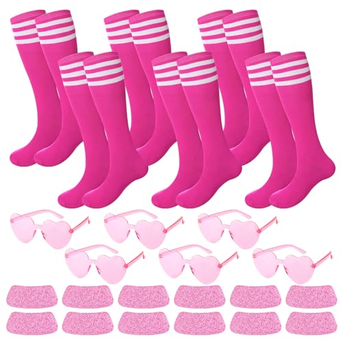 Tarpop 18 Pcs/6 Set Sport Accessories 6 Soccer Socks 6 Eyeblack Stickers for Youth Women Adult Sport Supplies