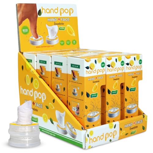 Image of Hand Pop Lemon Wipes Bulk Pack - 480 Individually Wrapped Refreshing Wet Towelettes 4 case Pack of (12 Boxes of 10) - Alcohol-Free, Skin-Friendly, Travel Size Wipes for Home, Office, Events & Gifting