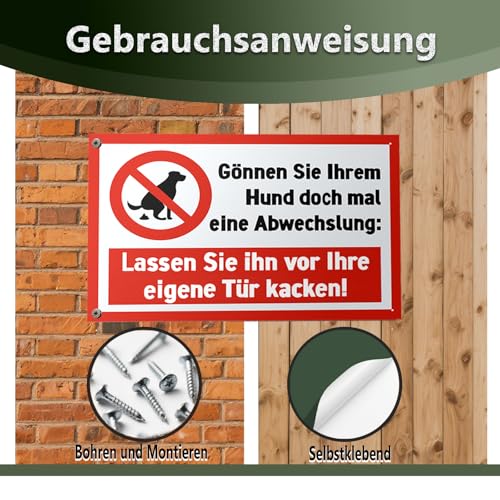 FLEXNOVA 20×30cm Kein Hundeklo Schild Hunde Kacken Verboten, Schild Kein Hundeklo Metall Alu Hundeschild Verbotsschilder Selbstklebend Verbot Hundekot Hundehaufen Hundekacke