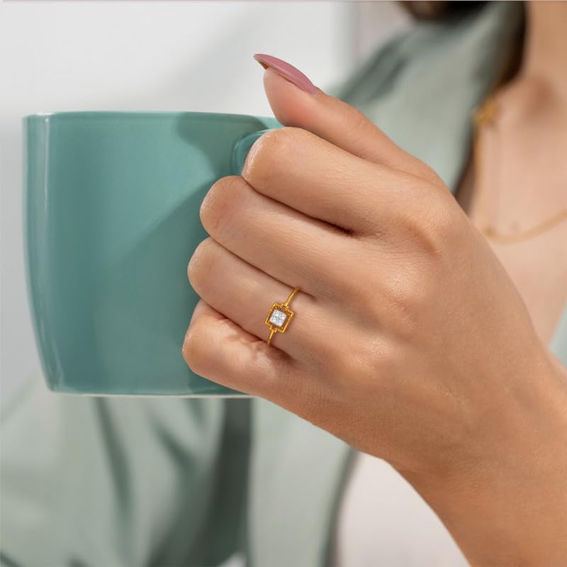 Image of KISNA 14k / 18k Real Gold & Diamond Ring | Diwali, Rakhi Rakshabandhan Gift for Sister /Bhabhi /Women | With Certificate of Authenticity & BIS-Hallmarked Gold Jewellery | Pearl Ring