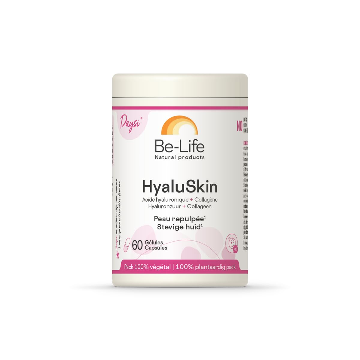 BE-LIFE | HYALUSKIN | Complément alimentaire | Hydratation, Peau Repulpée & Anti-Âge | Collagène Marin & Acide Hyaluronique | 60 Gélules