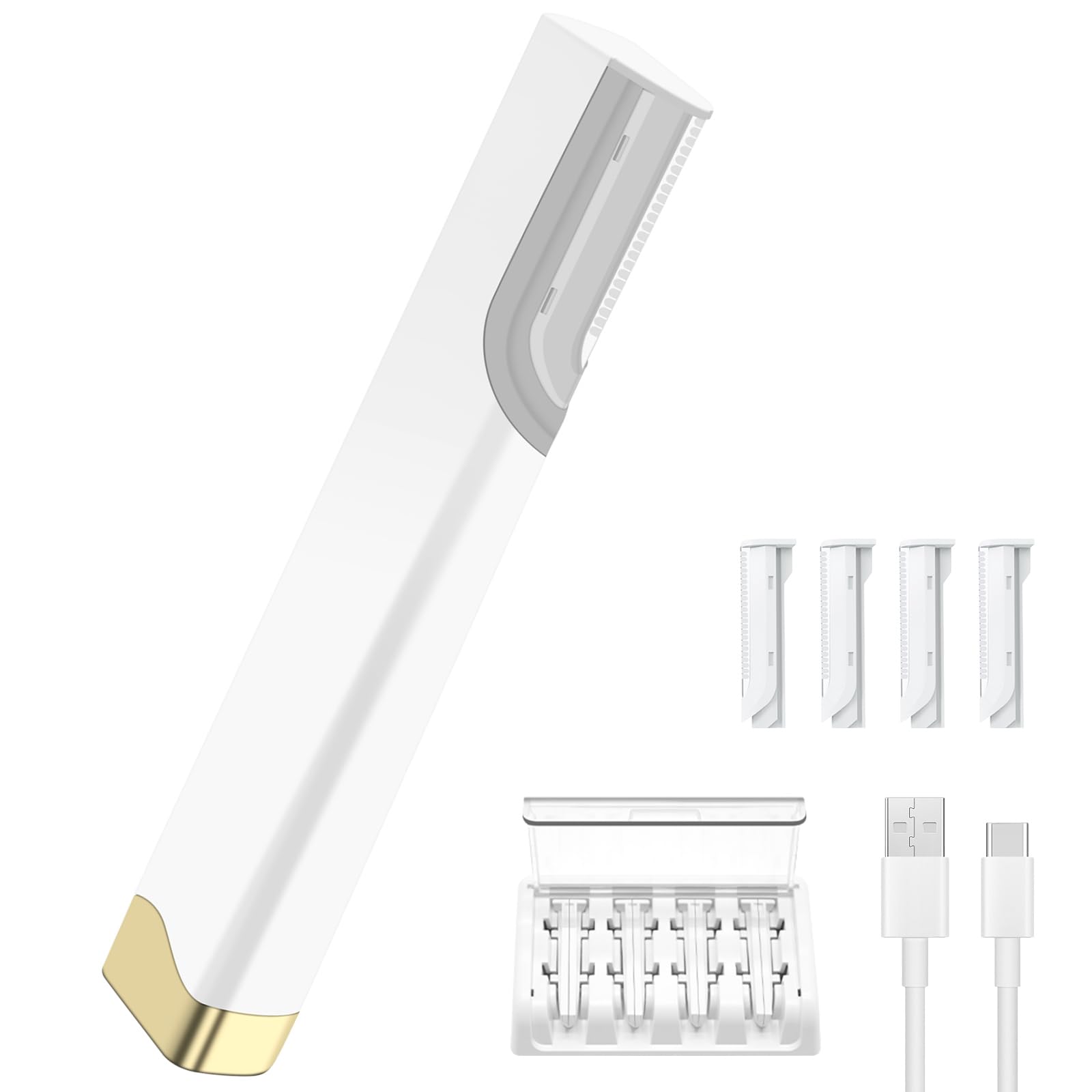 Sonic Dermaplane Razor for Women Face, Professional Dermaplaning Tool with LED Light & 5 Replacement Blades, Ultrasonic Face Scraper for Exfoliating Dead Skin, Rechargeable