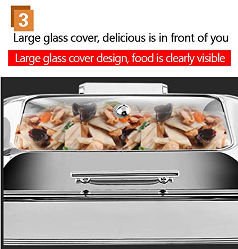 DBMGB Chafing Dish Speisewärmer Elektrisch Warmhaltebehälter Essen Buffetwärmer Heizung mit Sichtbarem Glasdeckel… – Bild 6