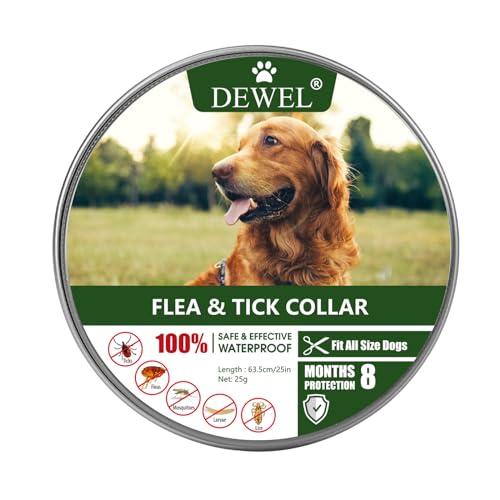 DEWEL 63.5cm Zeckenhalsband für Hunde und Katze, Floh Zecken Kragen Floh-und Zecken Prävention Halsbänder, Verstellbar Wasserdicht Hund Flohhalsband