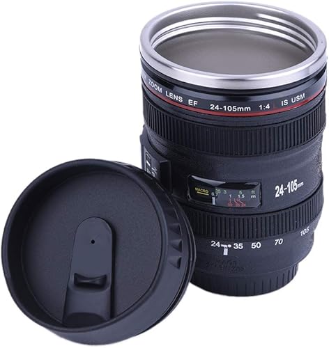 Miniatura 5 de Fdit Taza de café con lente de cámara, taza de cámara para fotógrafo, modelo de lente Slr, adorno de acero inoxidable, taza de viaje a prueba de