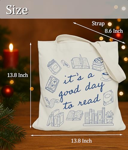 Image of Book Lovers Gifts Tote Bag for Bookish Readers, Aesthetic Book Tote Bag for Librarian, Medium Size with Inner Pocket