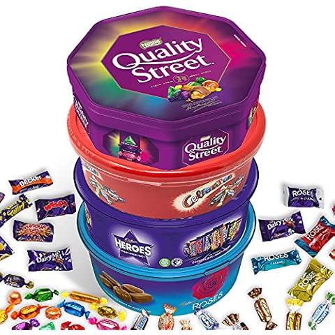 Chocolate Tubs 2.5kg Chcolates approx. | Variety of Chocolates Cadbury Heros Roses Celebrations Quality Street| With Retailers® Photo Keychain | Gift Hamper For Chocolate Lovers, Friends, Family Cover
