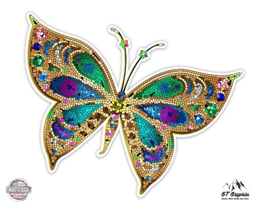 GT Graphics Beautiful Colorful Butterfly Tiled Design - 3" Vinyl Sticker -