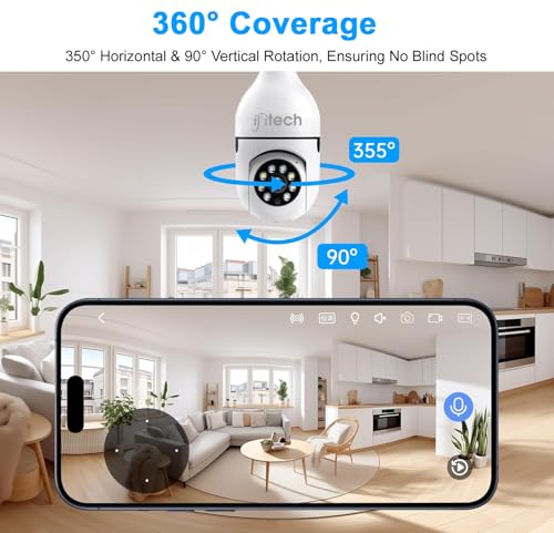 Image of IFITech 1296p (3MP) Full HD Smart Wi-Fi CCTV Home Security Camera | 360 Degree View | Pan Tilt Bulb Camera | 256 GB SD Card Support (Not Included) | Perfect for Home, Office Monitoring