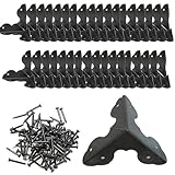 PDETVEO 32PCS Black Jewelry Box Corner Bracket, Metal Cabinet Corner Protector for Wooden, Chest, Table, Desk, Photo Frame, DIY (1.3*1.3*1.3 inch)