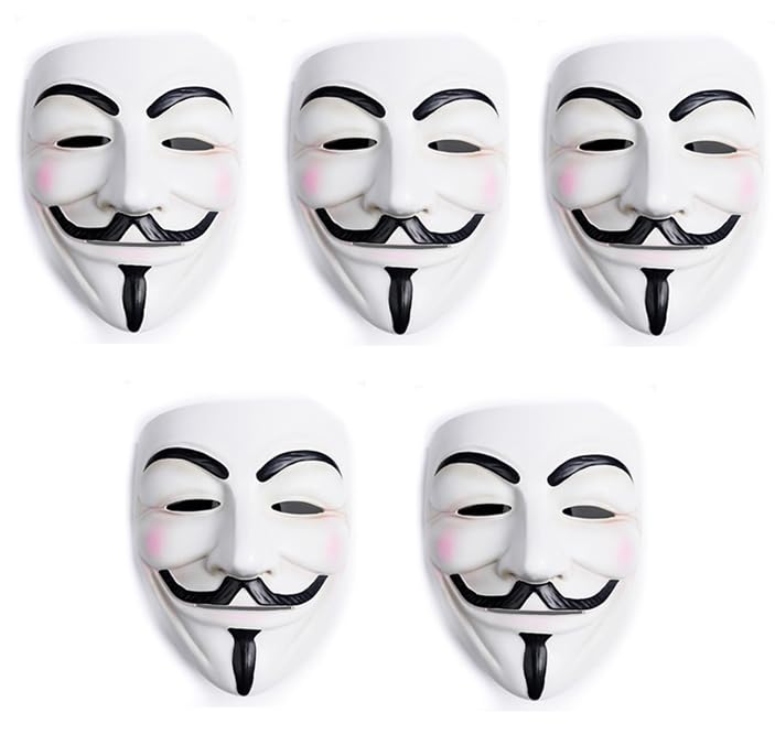 Jk CURE Anonymous Mask for Kids & Adults - Mask Halloween Masks Guy Mask for Halloween Costume Cosplay Party Mask,Hacker Mask (White) (Pack of 5) (B0CP85JWDN) Amazon Price History, Amazon Price Tracker