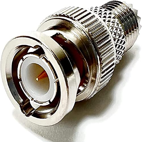 Image of BNC Male to Mini UHF Female Adapter | RF Coax Jack Connector | Mini UHF Female to BNC Male Straight Coaxial Coupler (1)