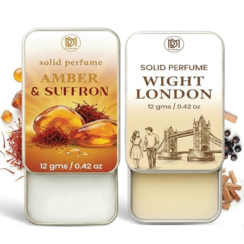 Image of Dr.Mashur Solid Perfume |wight london&Amber & Saffron Alcohol Free Wax Perfume Balm, Long Lasting | Pocket Tin 12g, Pack Of 2| Non Greasy Smooth Glide, Travel Friendly Unisex