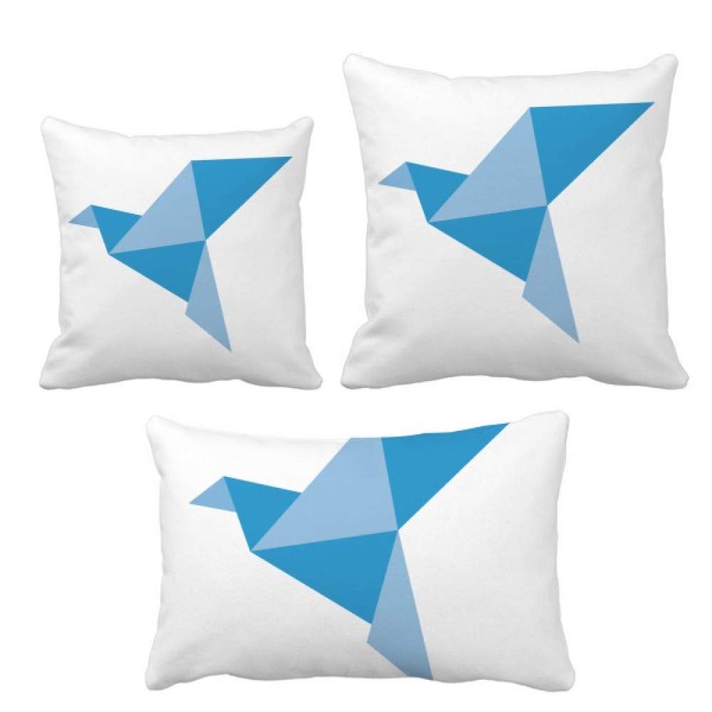 Housse de coussin origami pigeon bleu pour décorer un canapé moderne ou une chambre