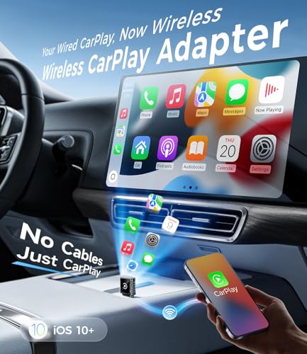 Image of JDG Wireless CarPlay Adapter, Converts Wired CarPlay to Wireless, for Cars with Built-in Wired Apple Carplay, Super Mini USB Design Car Play Adapter for iPhone, (Black)