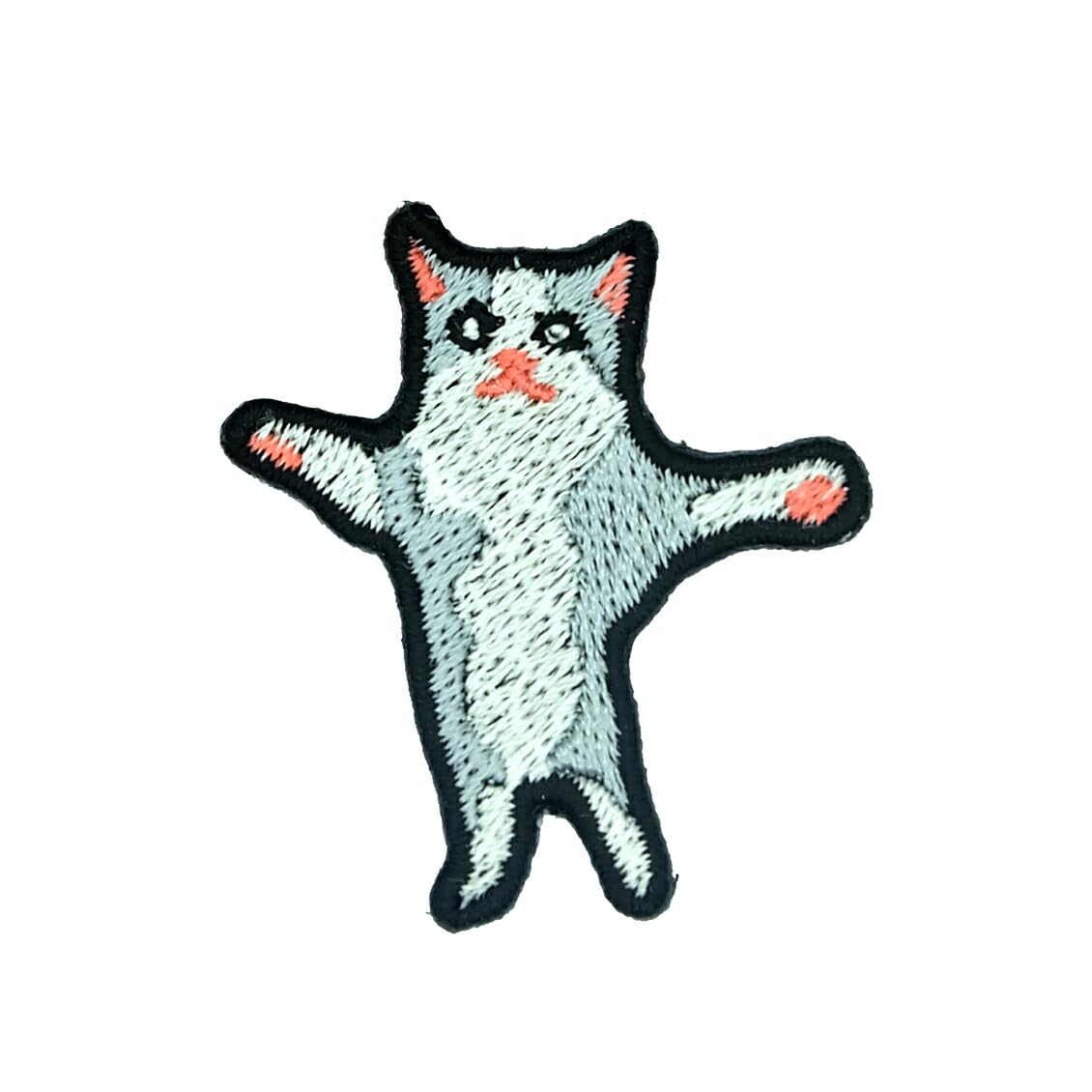 Amazon.co.jp: 猫ミームのアイロンワッペン 総刺繍 猫マニ cat meme