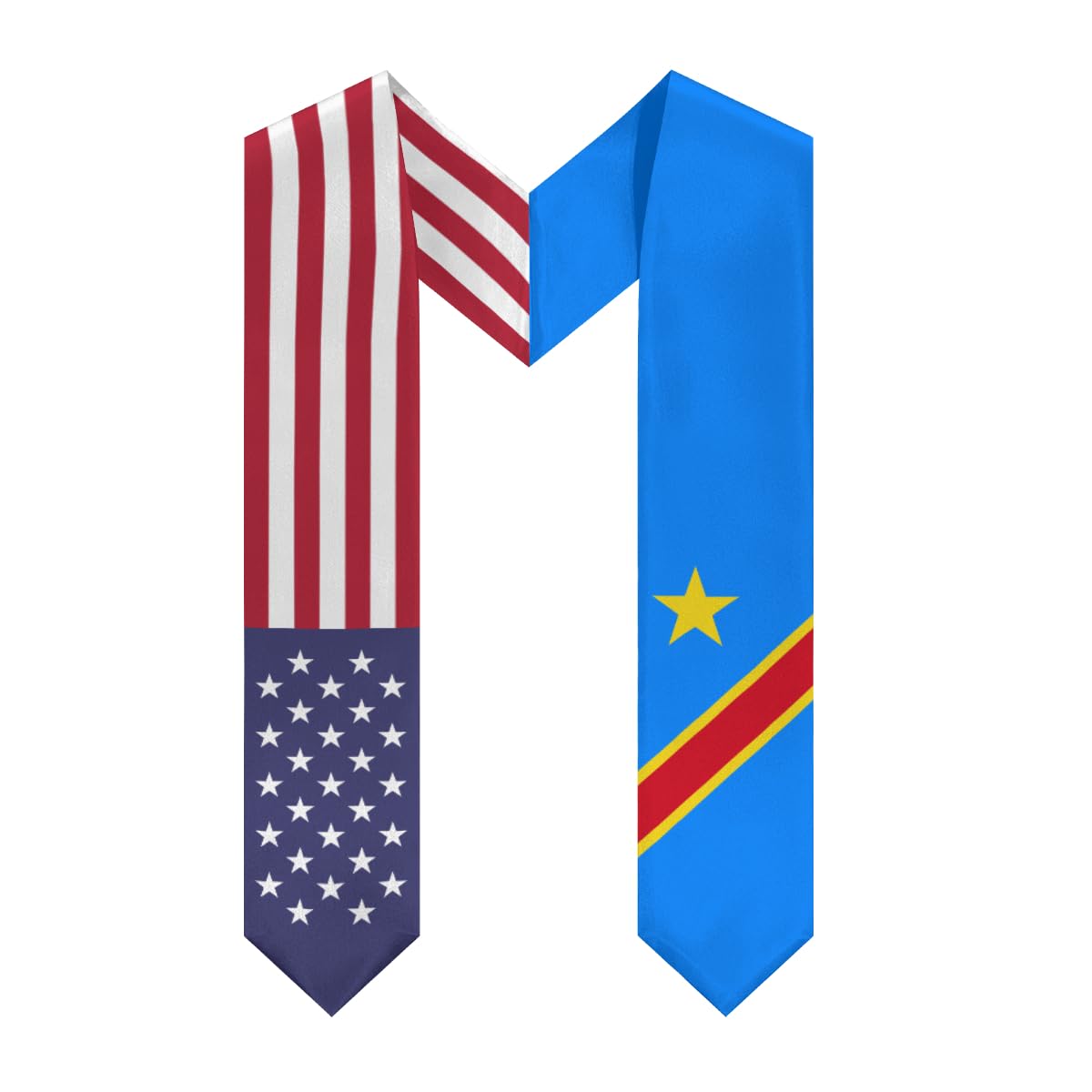 DABOYOZHZH Democratic Republic of Congo Mix United States Flag Graduation Stole Sash For Study Aboard International Students