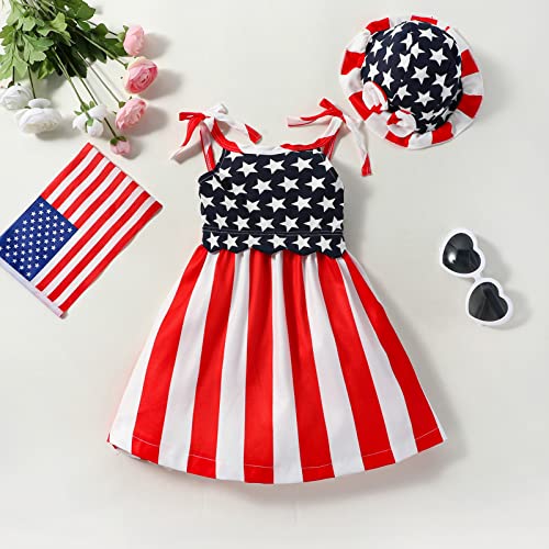 Lyqtloml Toddler Kids Baby Girls 4Th Of July Outfit American Flag Dress Summer Girls 4Th Of July Dress Clothes Patriotic Stars Striped Straps Outfit Princess Beach Sundress #TOP6