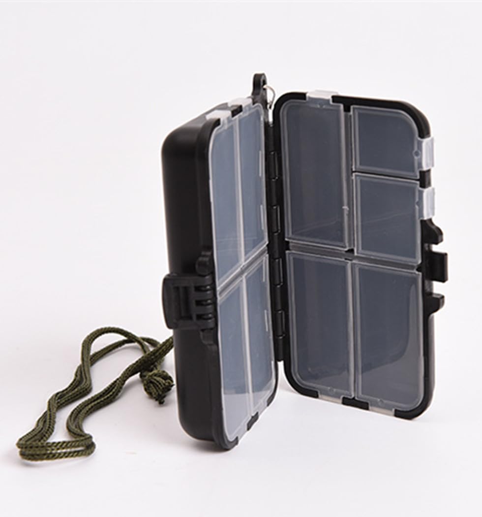 TOASIS Fishing Tackle Box with Lanyard Small Size Fishing Storage Container for Hooks Swivels Sinkers Float Stops (1)