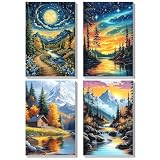 KEYIFA 4 Pack Pintar por Numeros Adultos con Marco, Decoración del Hogar