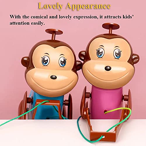 Image of Rope-Climbing Monkey Toy - Interactive Pull and Climb Monkey with Funny Sound Effect for Kids (Pink)