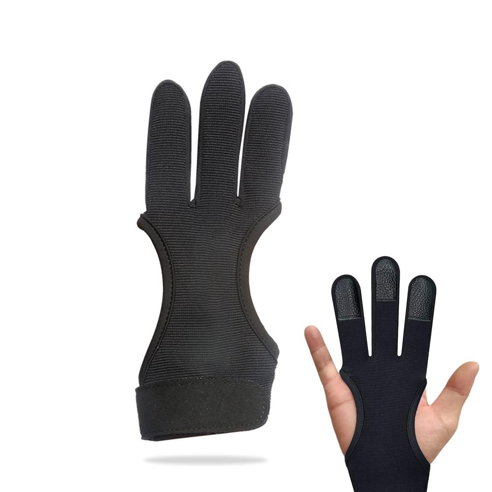 Guanto Da Tiro Con L'Arco A 3 Dita - Pelle Di Vacchetta, Regolabile - Foto 4