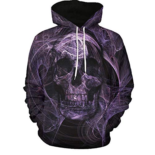 Preisvergleich Produktbild Hoodies Herren Fasching Party-Sweatshirt Mechanischer Stil Pullover Kapuzensweatshirt 3D SchäDeldruck Langarmpullover Outrdoor Jogging-Street-Shirt Sweater Sweatjacke Kapuzenjacke