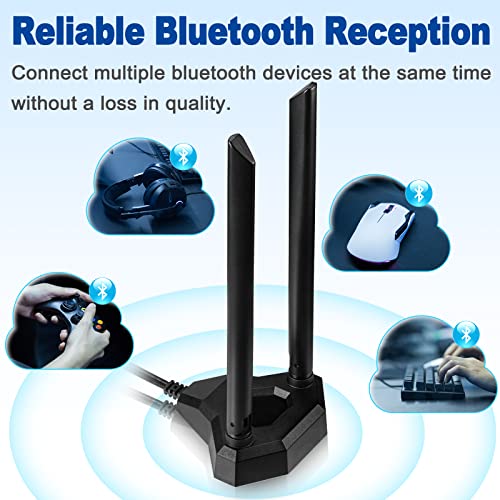 Image of Eightwood Dual Band WiFi Antenna 2.4GHz 5GHz RP-SMA WiFi Antennae with 6.5ft Extension Cable for PC Desktop Computer PCI PCIe WiFi Bluetooth Card Wireless Network Router