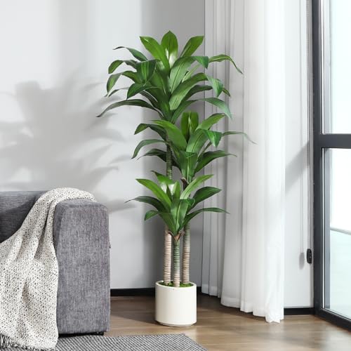 Künstlicher Drachenbaum 150cm Artificial Kunstpflanzen groß, Plastik Künstliche Pflanzen,Tropische Dracaena Fragans Pflanze mit Töpfen für Wohnzimmer Büro Garten Dekoration(1Pack) – Bild 4