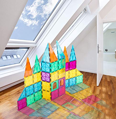 Neoformers Magnetic Tiles, 110 Pcs 3D Magnet Building Blocks Set For Kids, Stem Educational Preschool Magnet Toys For Toddlers Boys Girls 3 4 5 6 7 8 Year Old With 2 Cars #TOP6