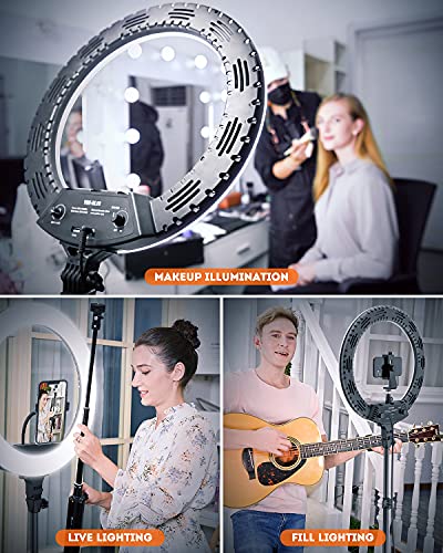 18 Inch Ring Light with Tripod Stand, Yesker LED Ringlight Color Temperature 3200K to 5500K Makeup Ringlights with Phone… - Image 5