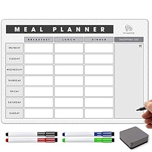 TMS A4 wekelijkse maaltijdplanner voor koelkast | Magnetische whiteboard-kalender en boodschappenlijst | Gebruik voor…