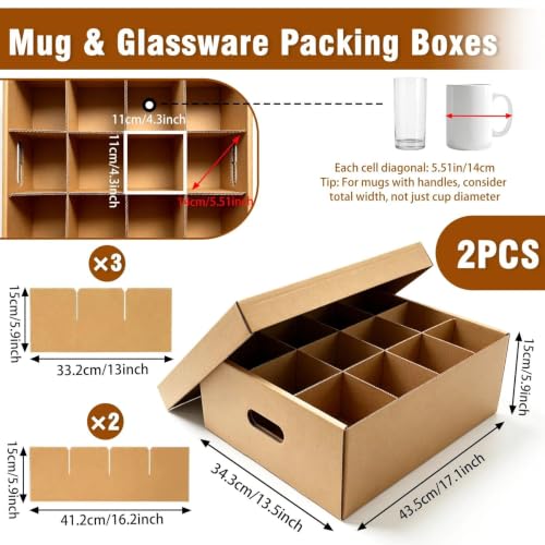 Cup & Mug Moving Boxes for Short Coffee Mugs, Tea Cups & Glassware Storage - Image 2