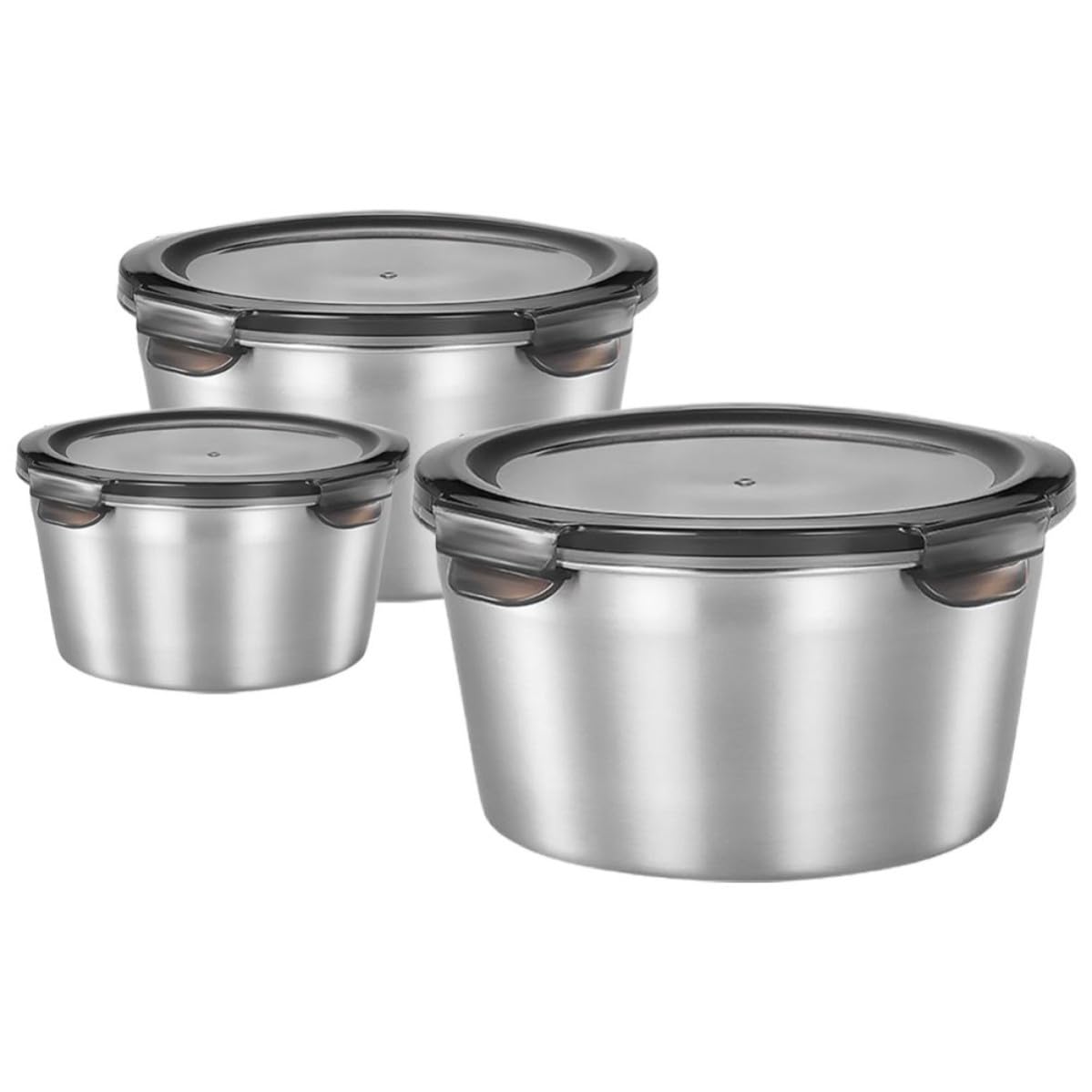 Zerodeko 3 Piezas Recipiente Sellado de Acero Inoxidable 304 con Tapa, 2200
