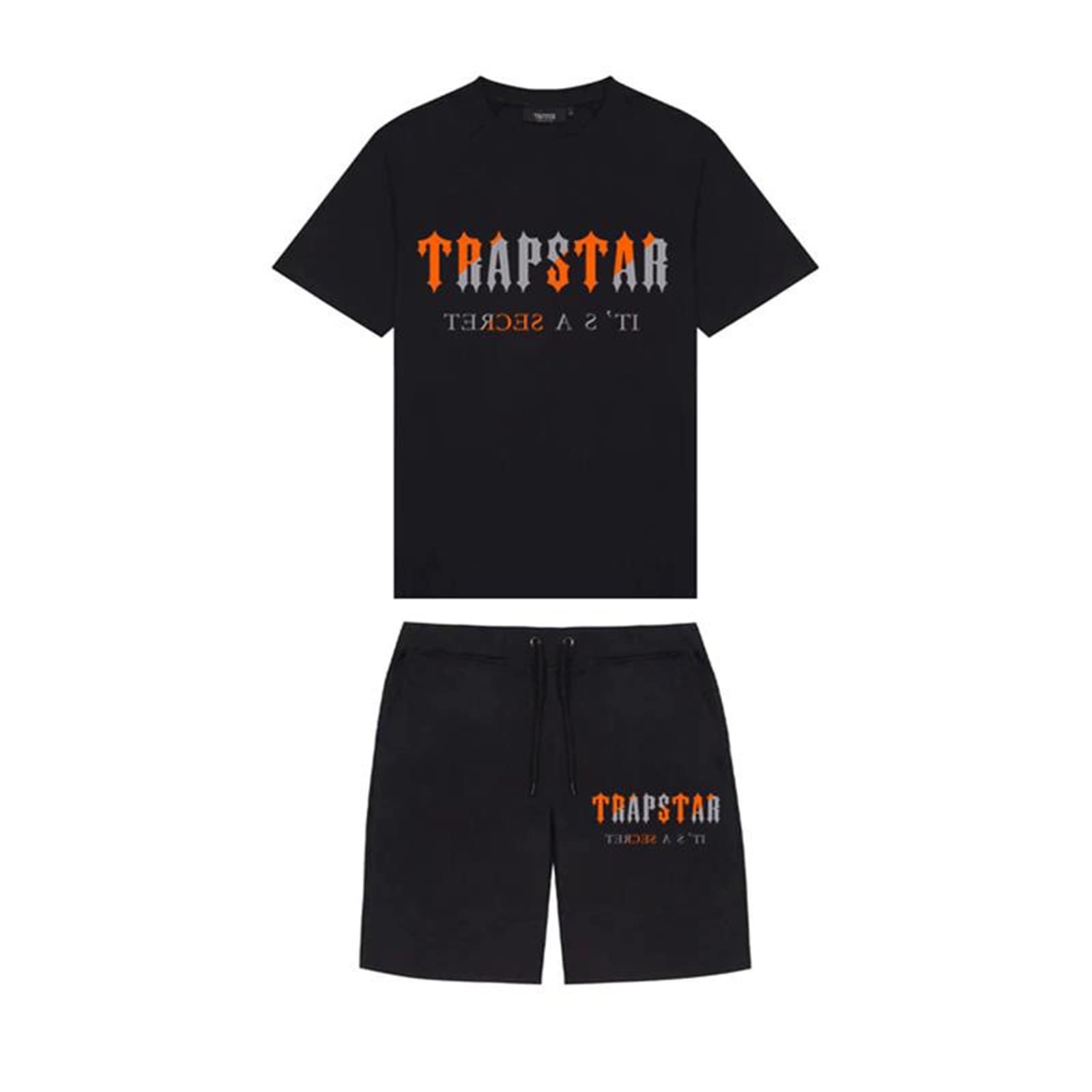 YOUPOYOUPO Trapstar Letters Printed Casual Sportswear Suit, Men and Women T-Shirt + Shorts + Hat 3 Piece, Loose Jogging Short Sleeve Tracksuits (Color : I1, Size : Large)