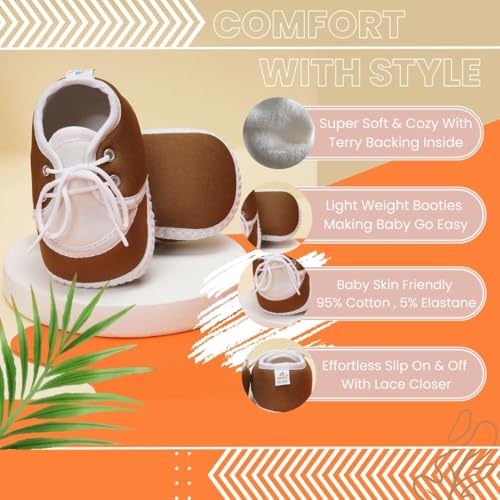 Image of Neska Moda 6 To 12 Months Baby Boys & Baby Girls Cotton Lace Booties