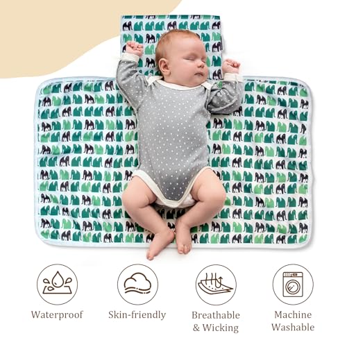 Image of Mama Koala Waterproof Cloth Diaper Changing Pad - Waterproof Reusable Absorbent Mat for Cloth Diapers, Baby Crib, Travel, Daycare, 2 Pack 27.5 * 15.7 Inches