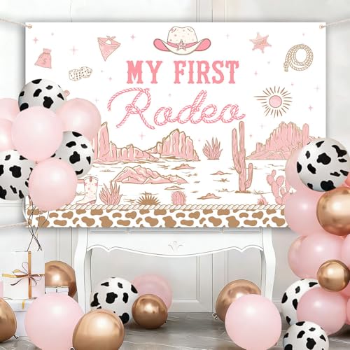 Toile de fond My First Rodeo western pour fête d'anniversaire de bébé