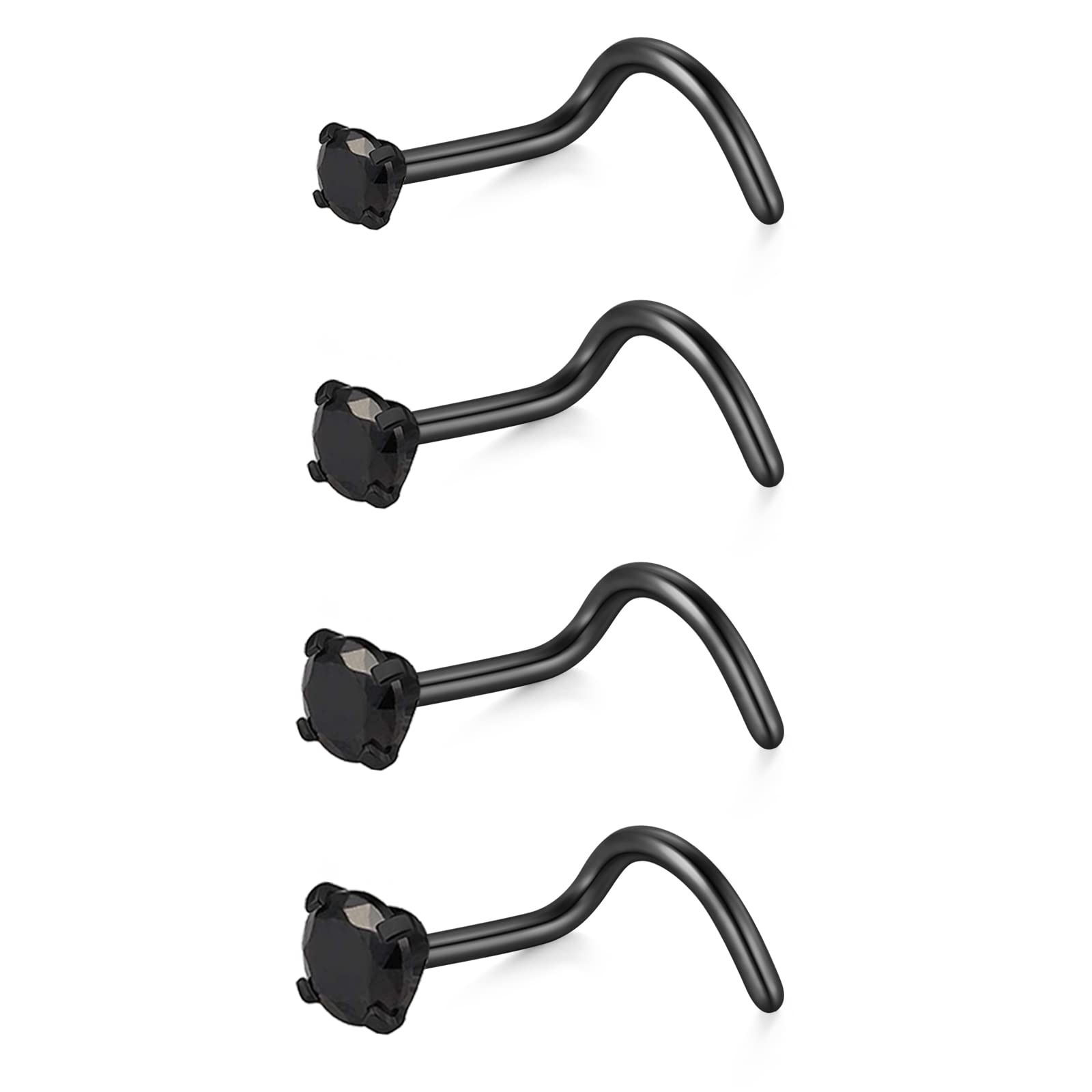 18G 20G Nose Studs Stainless Steel Screw Nose Rings Studs Nostrial Piercing Jewelry for Women Men 1.5MM 2MM 2.5MM 3MM