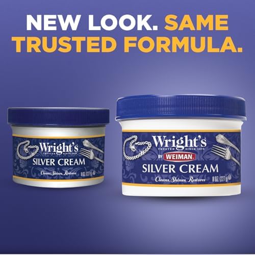 Wright's by Weiman Silver Cleaner and Polish Cream - Gently Clean and Remove Tarnish without Scratching, Ammonia-Free, 8 Ounce, 2 Pack with Polishing Cloth - 1
