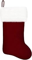 Vista 144 de Calcetines de Navidad bordados de 20 pulgadas con monograma, terciopelo rojo con puño de felpa blanca supersuave, adornos clásicos para decoración